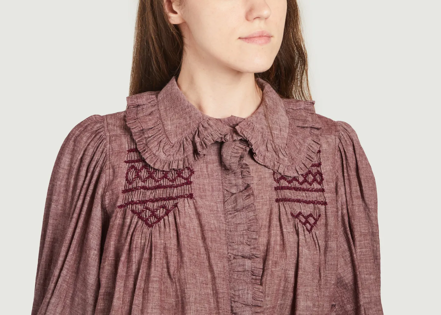 Chemise en coton avec broderies et volants New Champa Laurence Bras