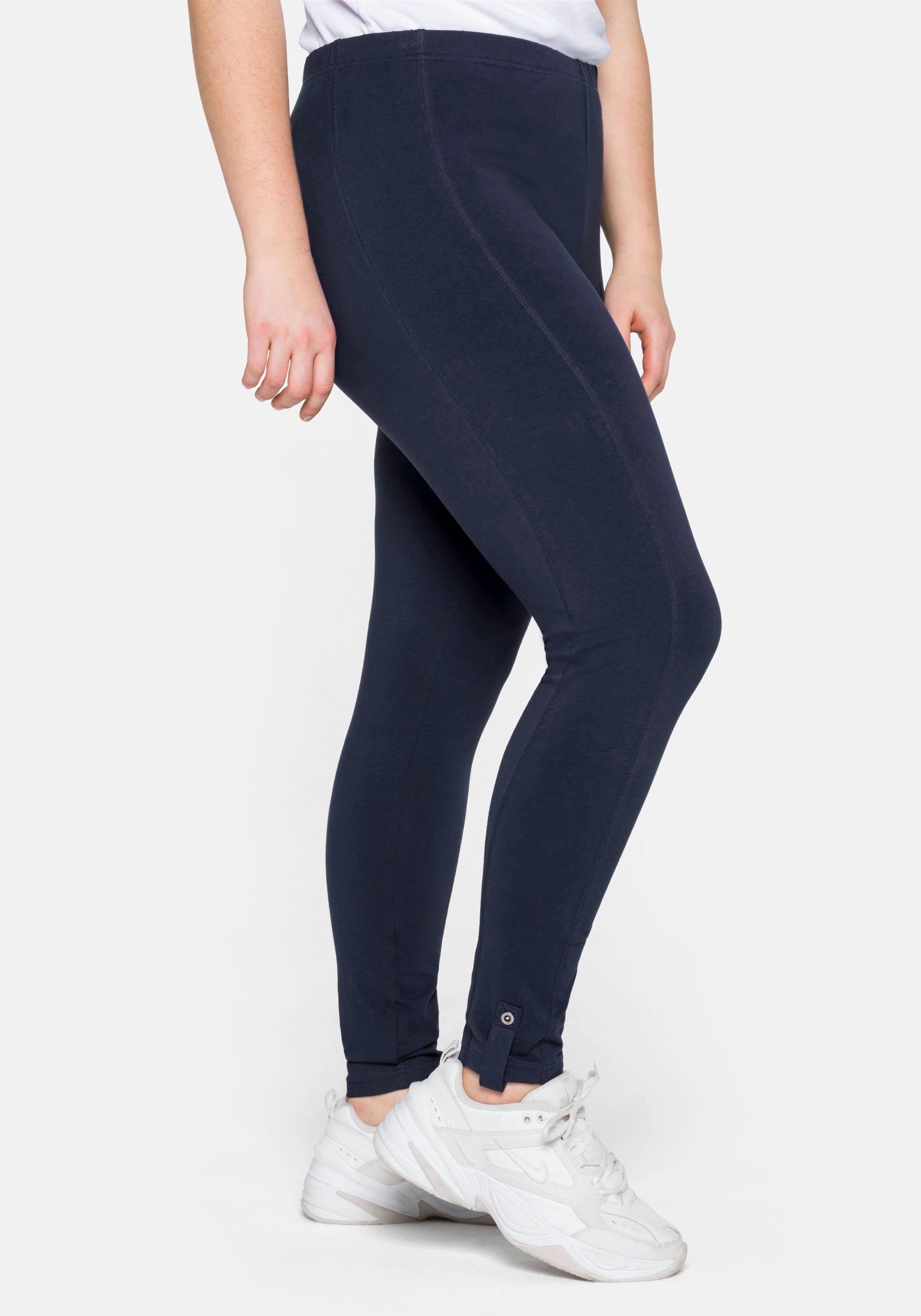 Leggings in Ankle-Länge, mit Knopf-Detail am Saum