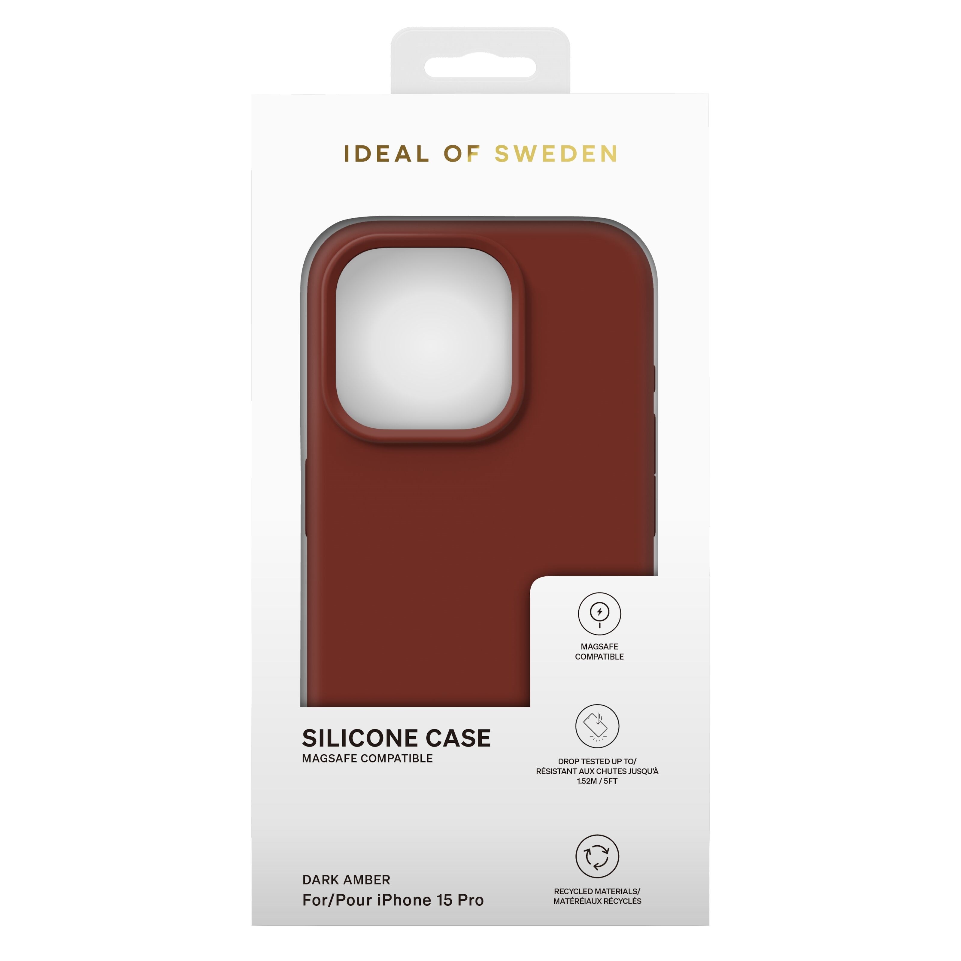 IDEAL OF SWEDEN Silikondeksel for iPhone 15 Pro Dark Amber