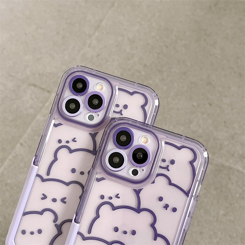 Surono - Bear Stand telefoonhoesje - iPhone 15 Pro Max / 15 Pro / 15 Plus / 15 / 14 Pro Max / 14 Pro / 14 Plus / 14 / 13 Pro Max / 13 Pro / 13 / 13 mini / 12 Pro Max / 12 Pro / 12 / 12 mini / 11 Pro Max / 11 Pro / 11