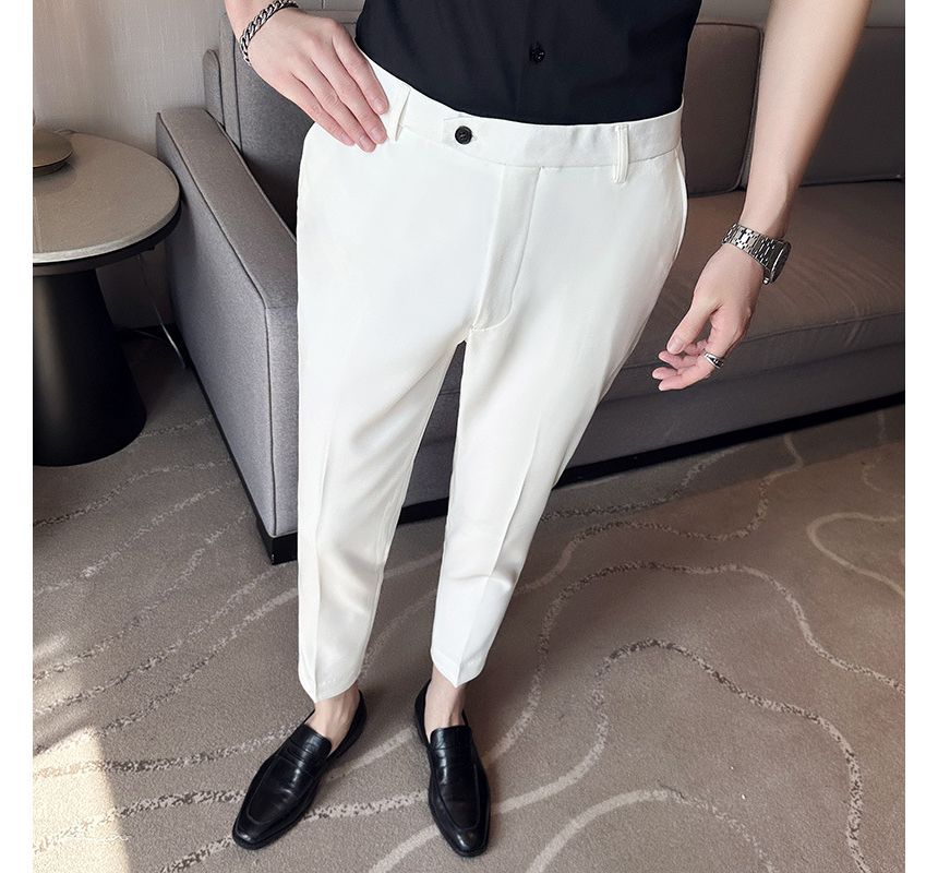 Lefitt - Effen cropped taps toelopende pantalon