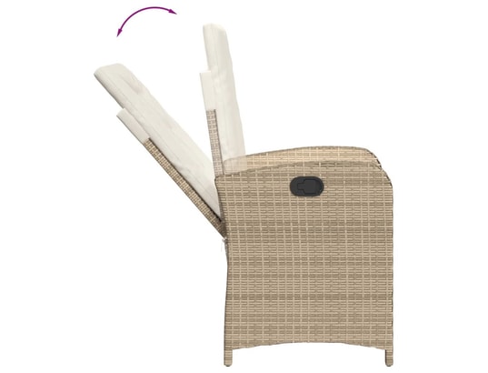 VIDAXL - Chaise inclinable de jardin avec coussins beige résine tress...