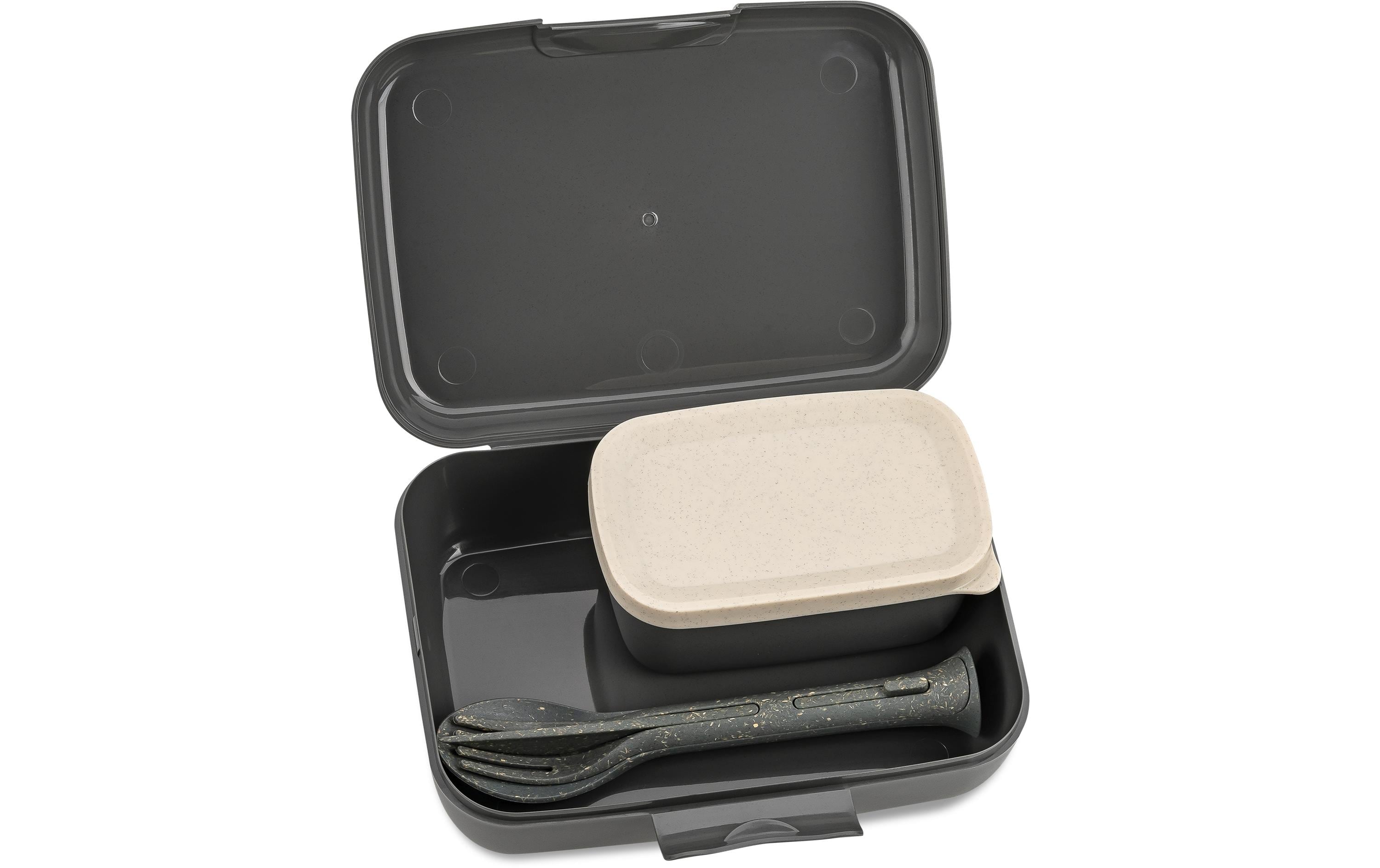Lunchbox Candy Set 4-teilig, Dunkelgrau/GrauLunchbox mit Besteck