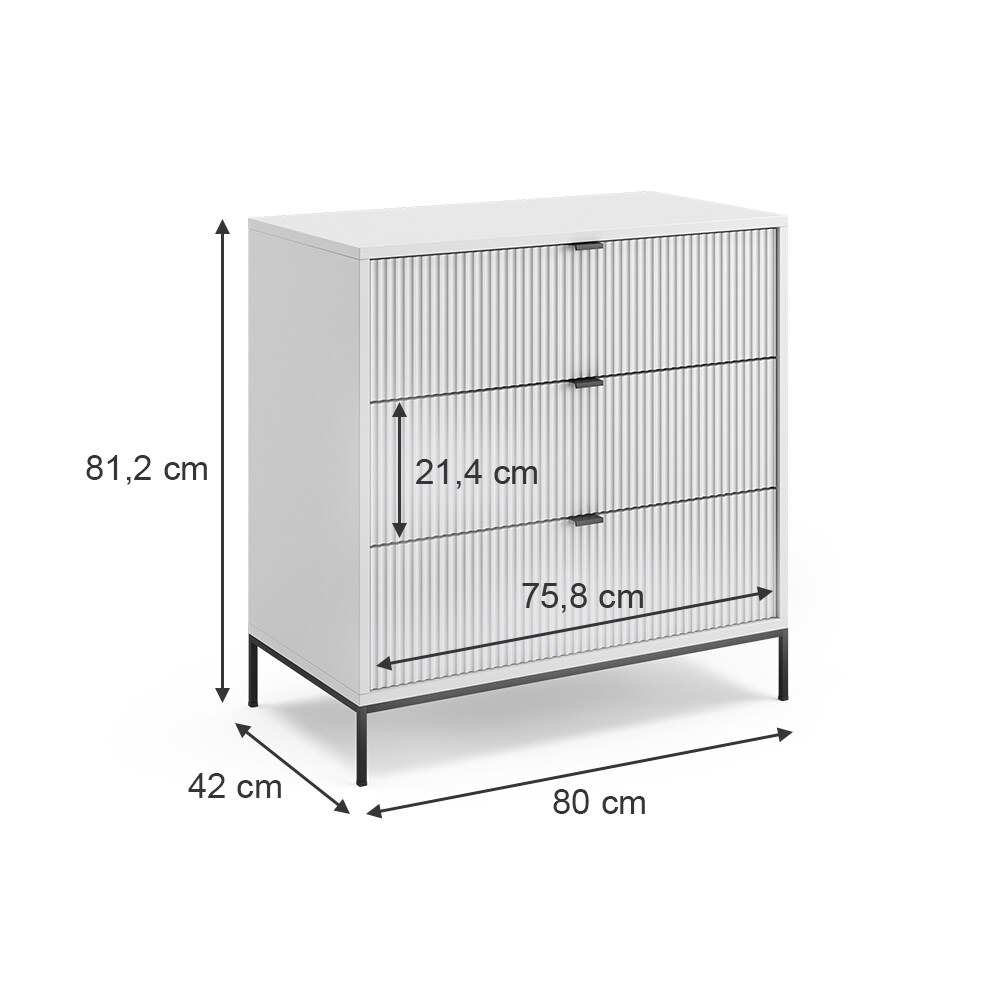 Vicco Kommode Eliza Weiß 80 x 81,2 cm mit 3 Schubladen