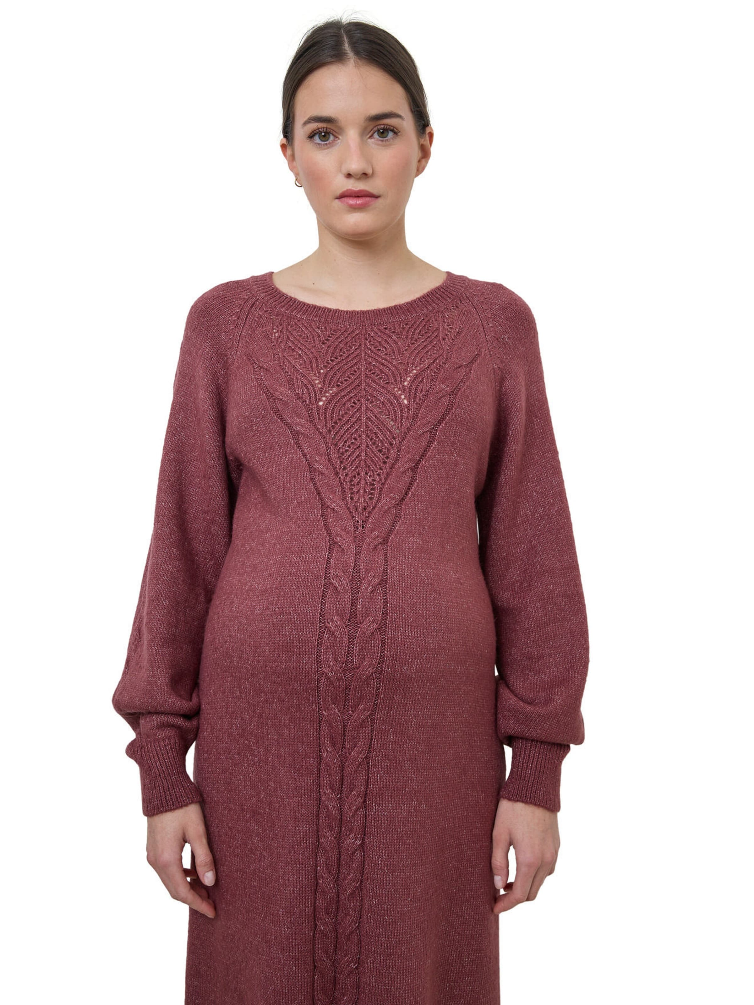 Vertbaudet Strickkleid mit Zopfmuster für die Schwangerschaft rosenholz