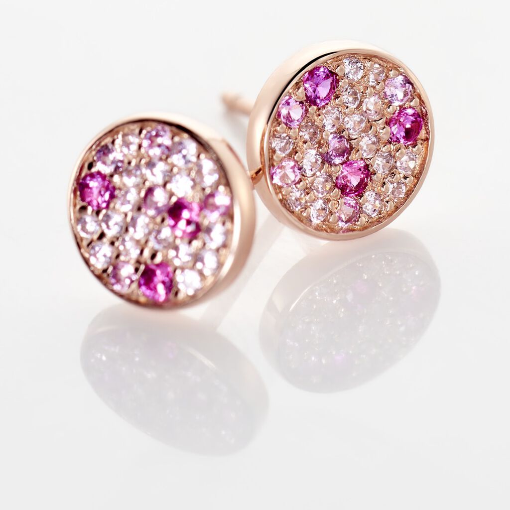 Boucles D'oreilles Puces Nelig Argent Rose Oxyde De Zirconium