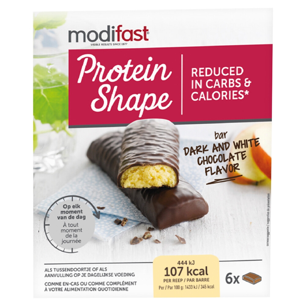 Modifast Protein Shape Reep Pure & Witte Chocolade6 x 31 gr