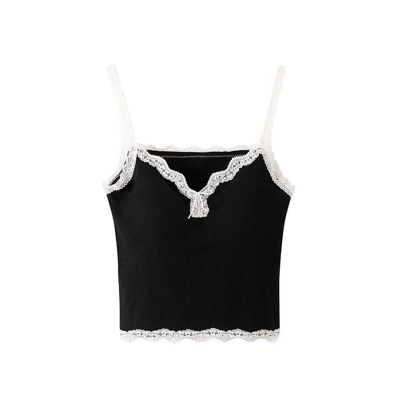 Dute - V-hals camisole top met kanten rand en vulling