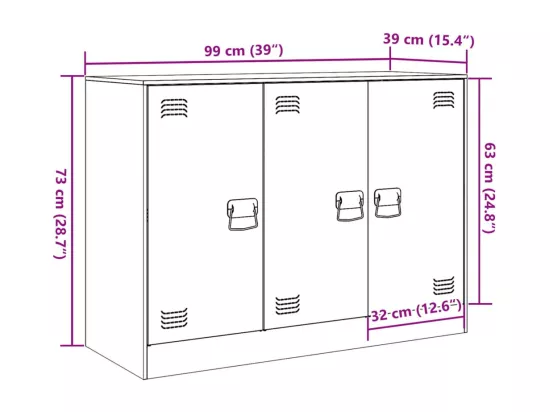 Buffet rose 99x39x73 cm acier