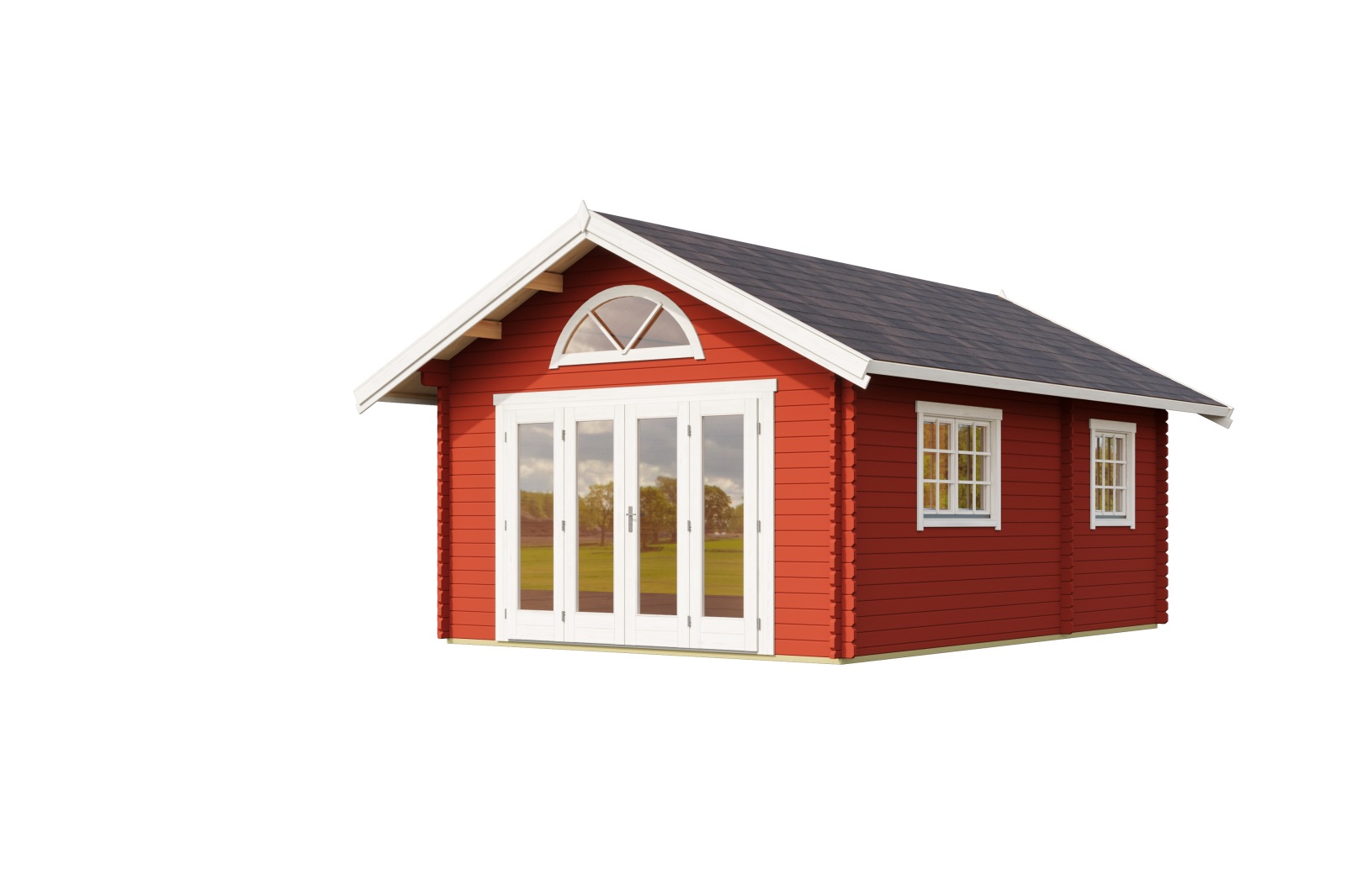 Gartenhaus CAROLINE 2.3 - schwedenrot - Fichte massiv - 390x575 cm