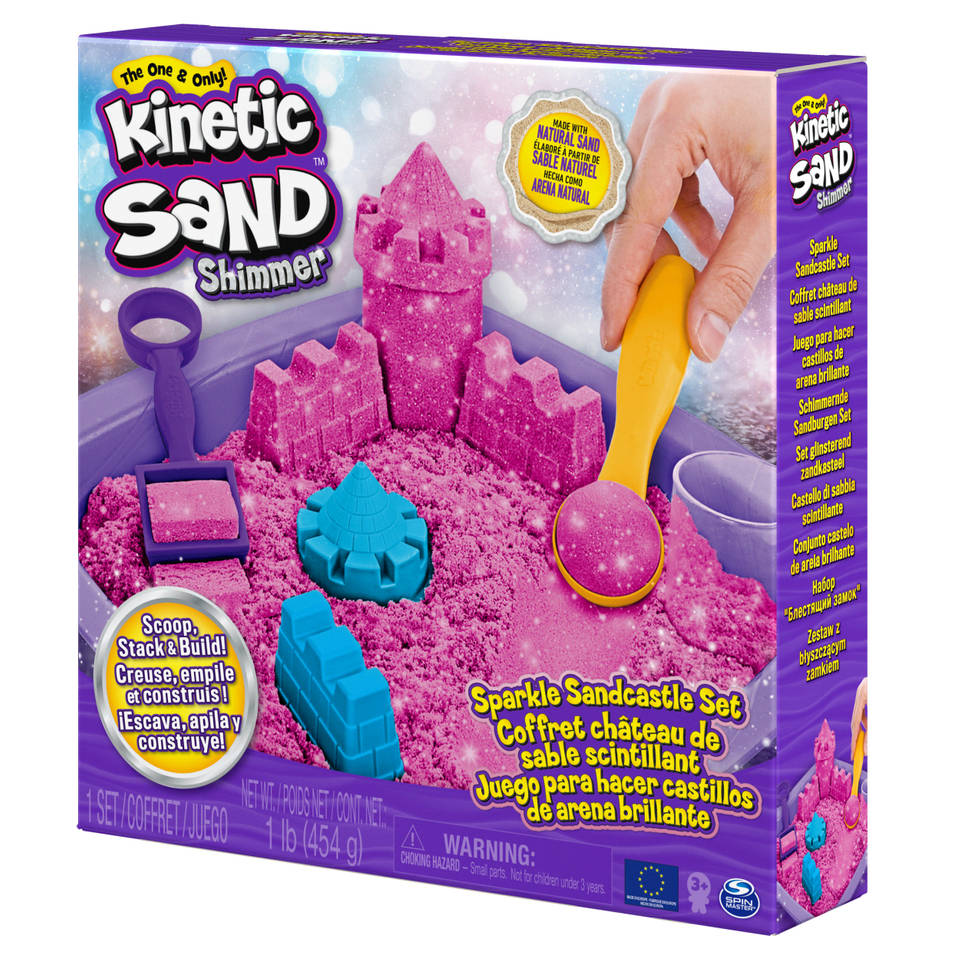 Kinetic Sand glinsterend zandkasteel speelset - roze