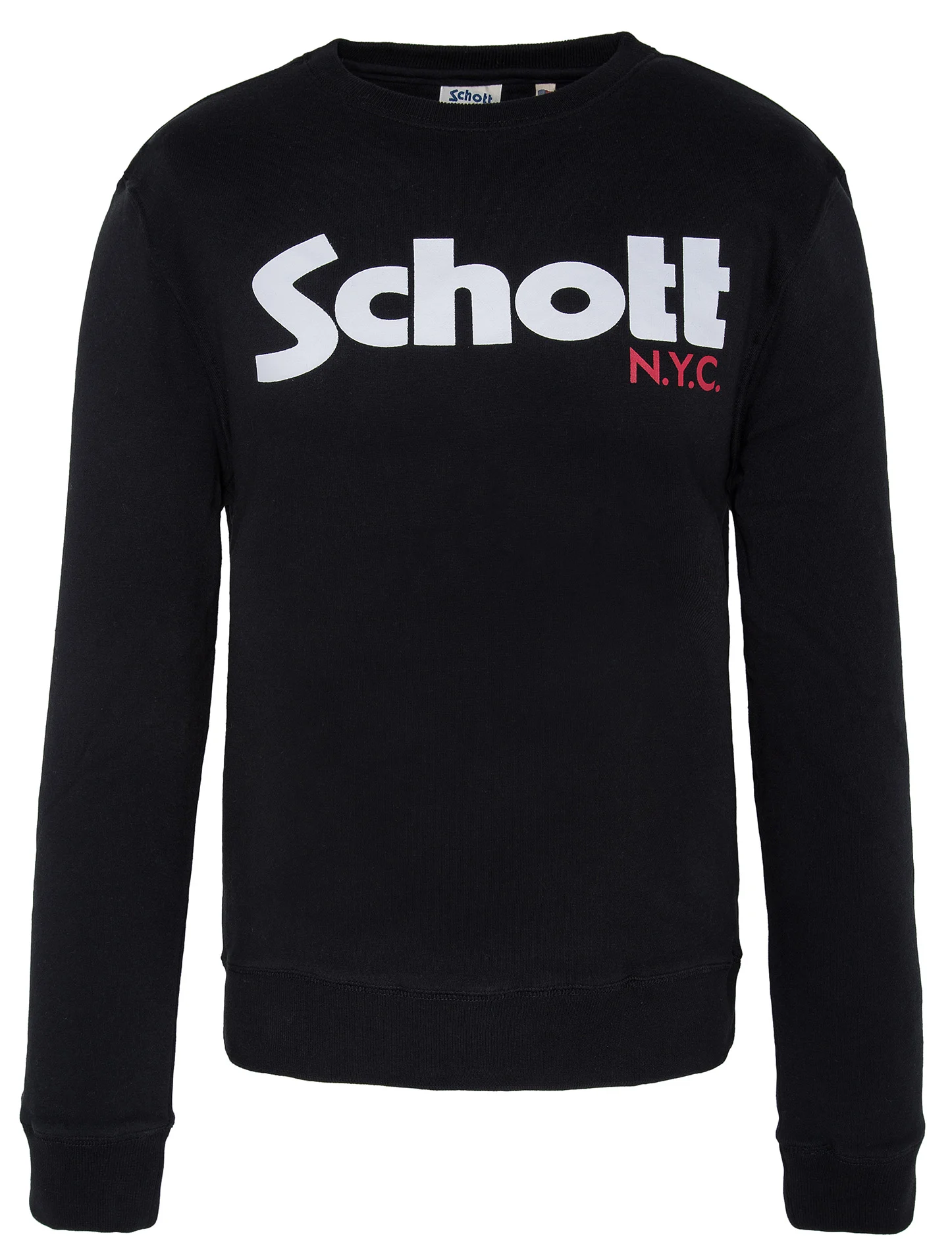 Sweat col rond slim-fit logo sérigraphié en coton | Noir
