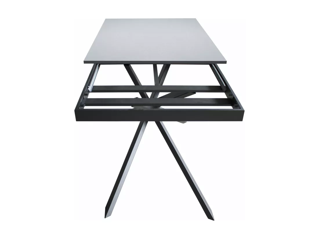 Table extensible 90x120/180 cm Ganty Noyer bande de chante Anthracite cadre Anthracite