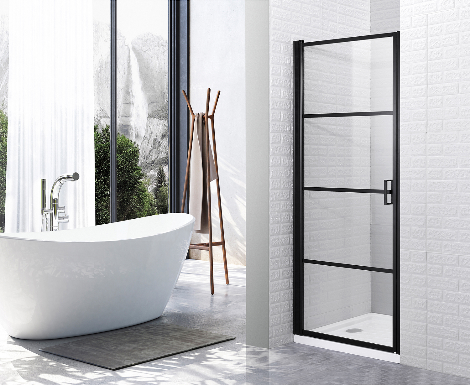 SCHADEMODEL: Saniclear Nero douchedeur 100x200 8mm NANO met zwarte profielen