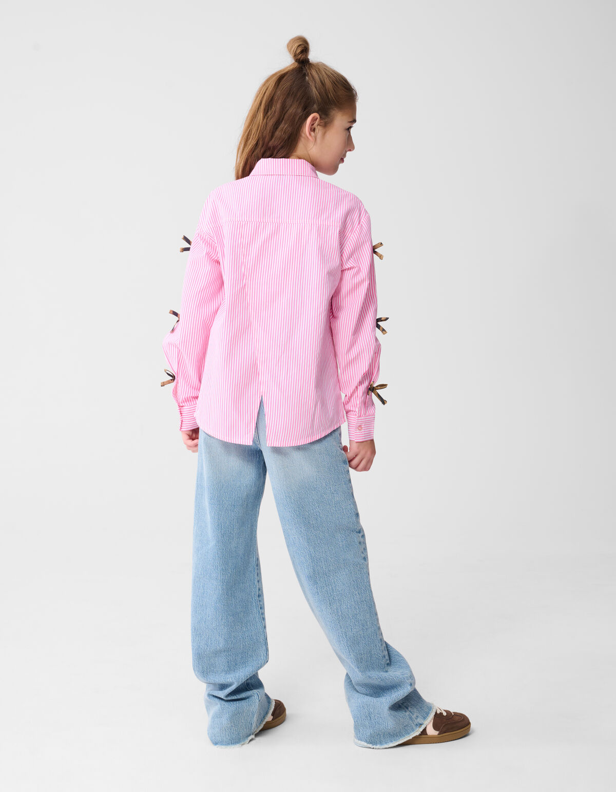 Pinstripe Strik Blouse Lichtroze
