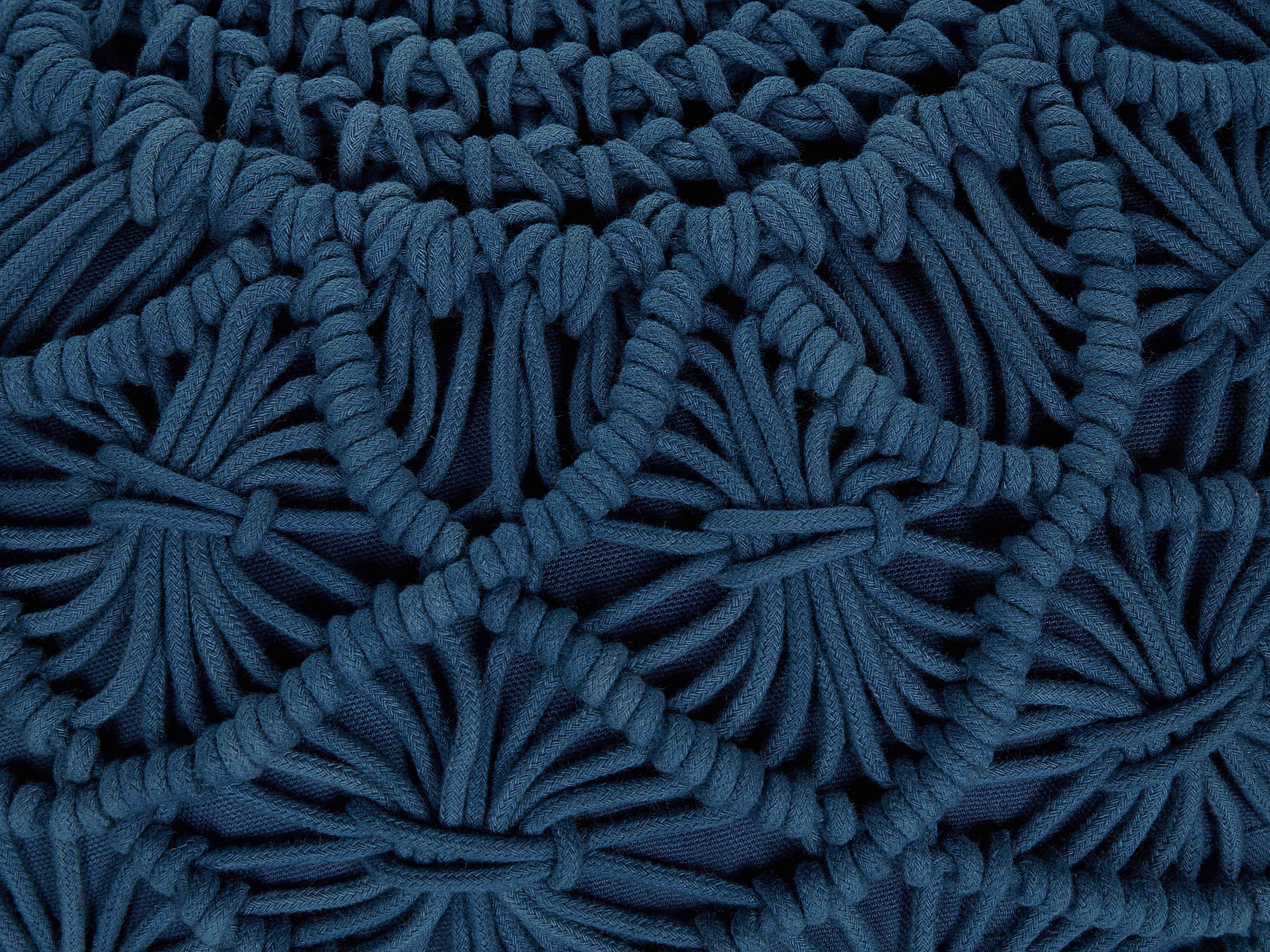 Poef Macramé BERKANE Katoen Marineblauw