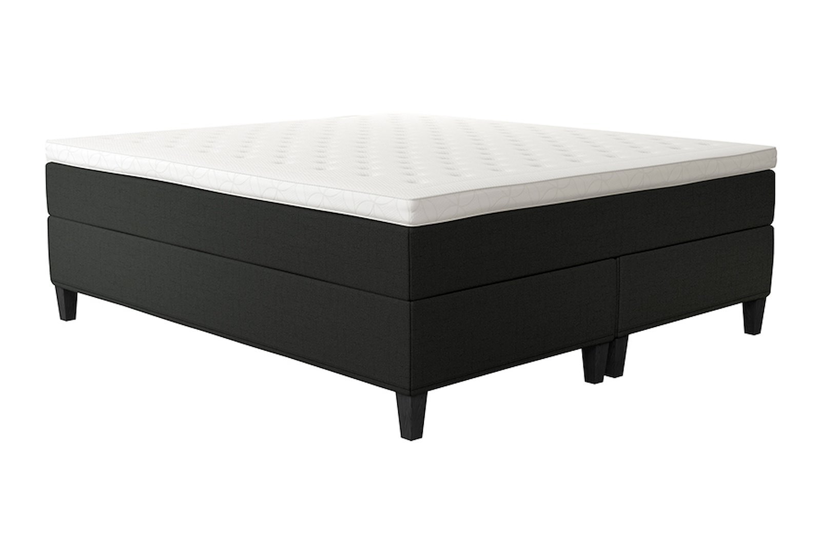Carat kontinentalseng 150x200 cm 394 antrasitt fast/fast Tempsmart overmadrass  kantet konet ben sortbeiset 14 cm (uten seamless)