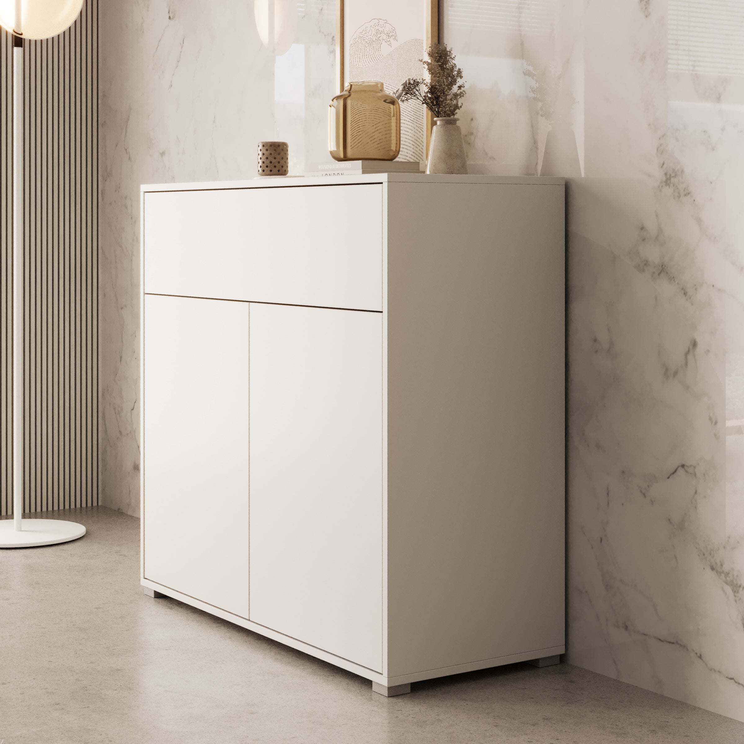 Meubella - Gideon - Dressoir - Wit - 100x40x93 cm