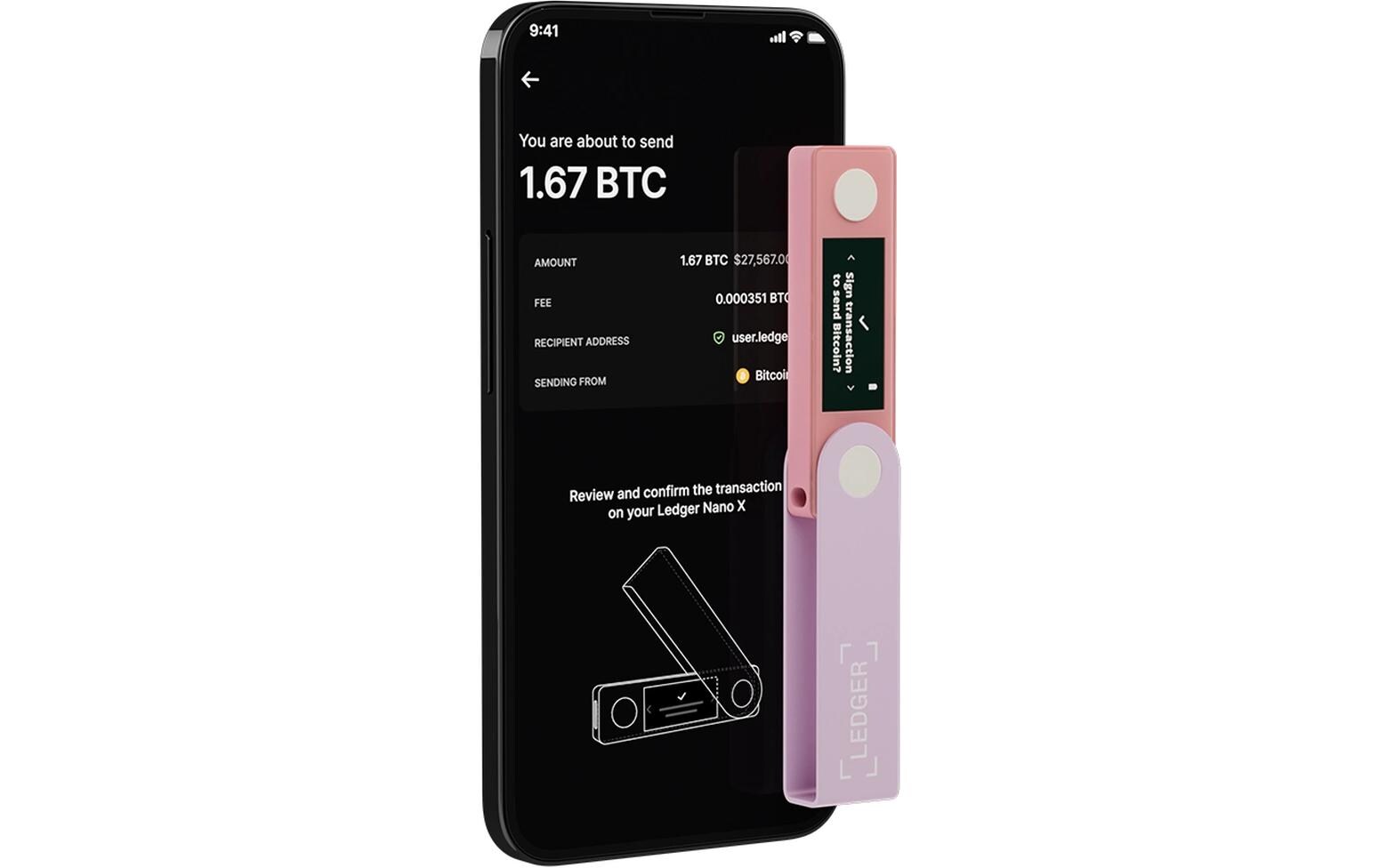 Nano X Pastel Pink<br>Crypto-Hardware-Wallet mit Bluetooth zum Kaufen, Verwalten und Vermehren digitaler Vermögenswerte