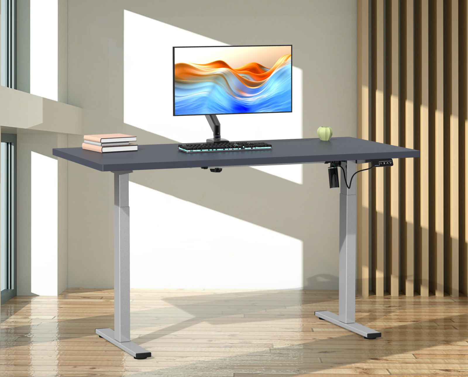 Schreibtisch - anthrazit-silber - 160 cm - höhenverstellbar