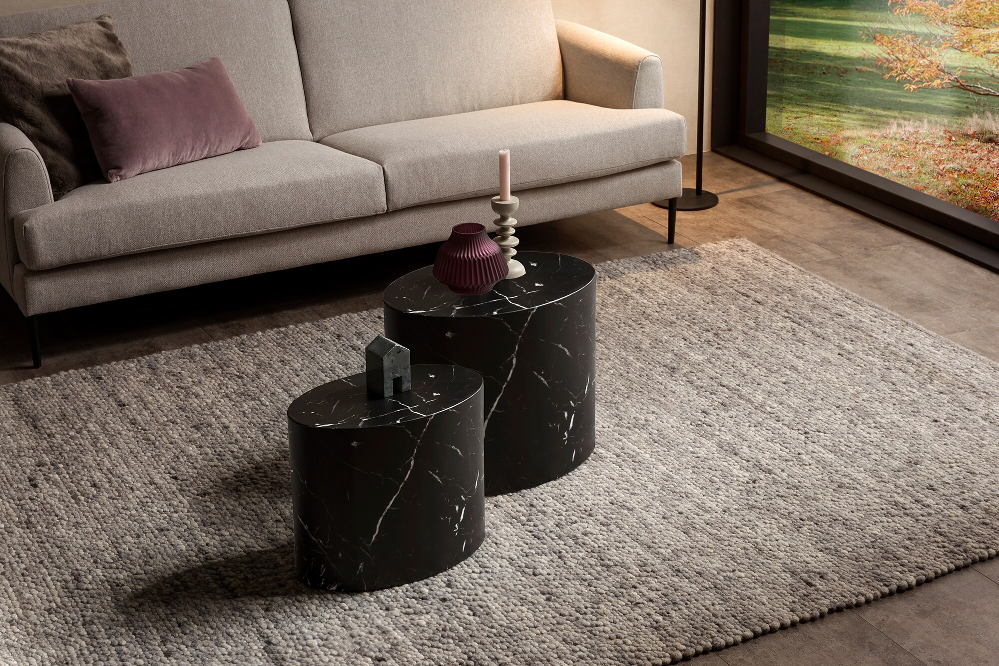 2er Set Couchtisch schwarz Marmor Optik Beistelltisch Wohnzimmer Tisch Sofatisch