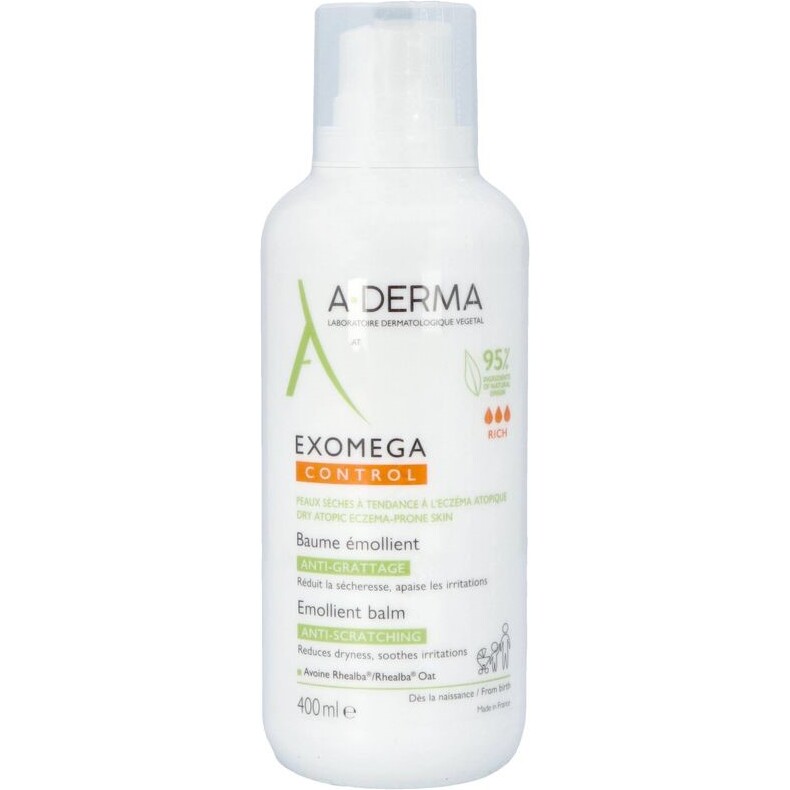 Baume émollient Aderma Exomega Control  - Flacon de 400 ml