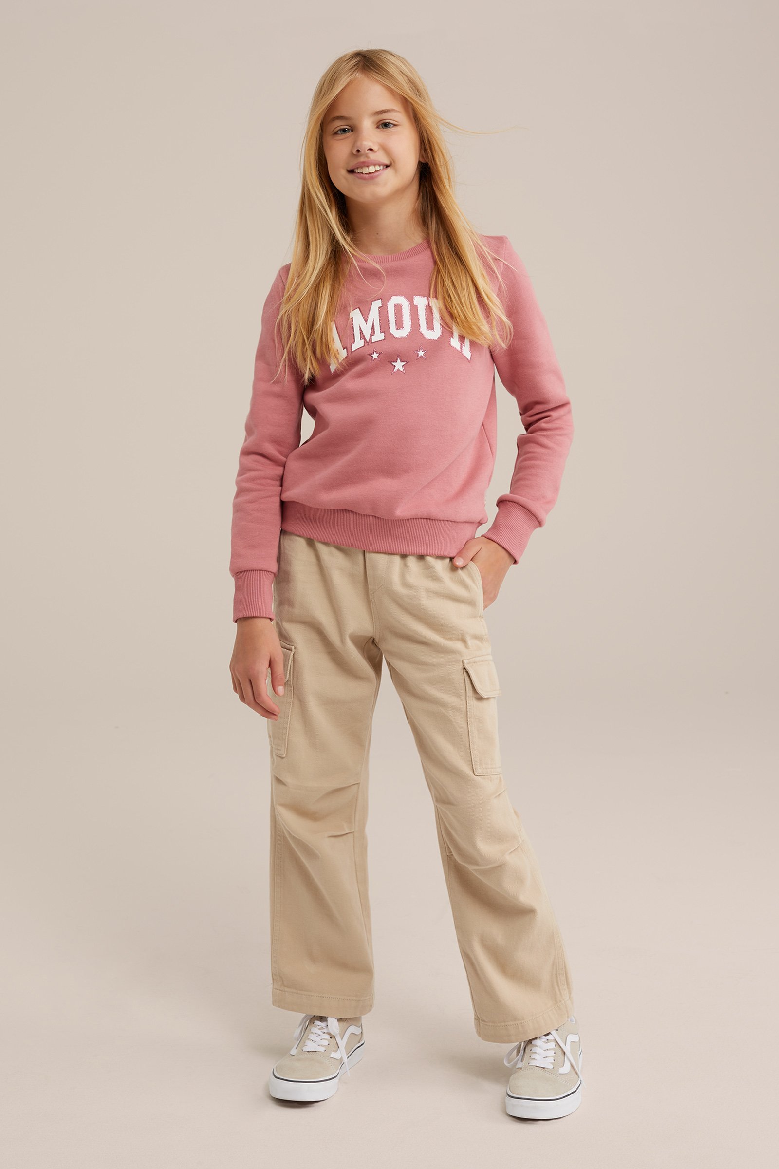 Meisjes regular fit cargobroek Blue Ridge Beige