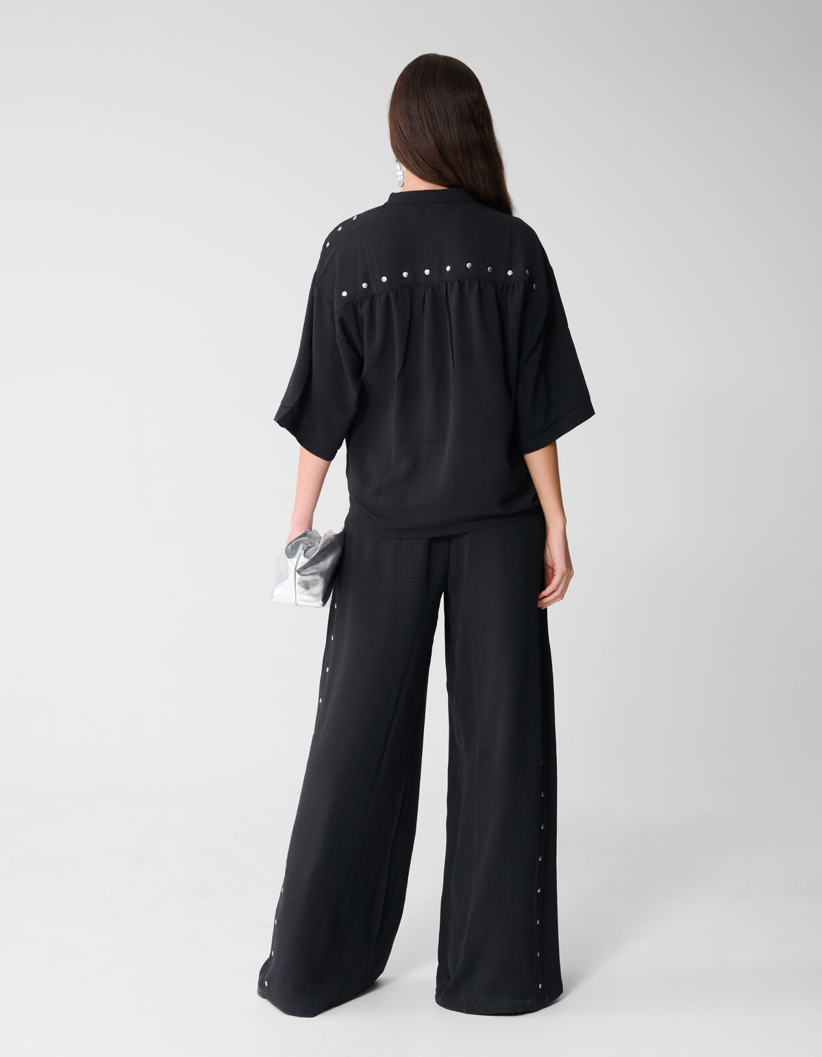 Twist Studs Wide Leg Fit Broek Zwart