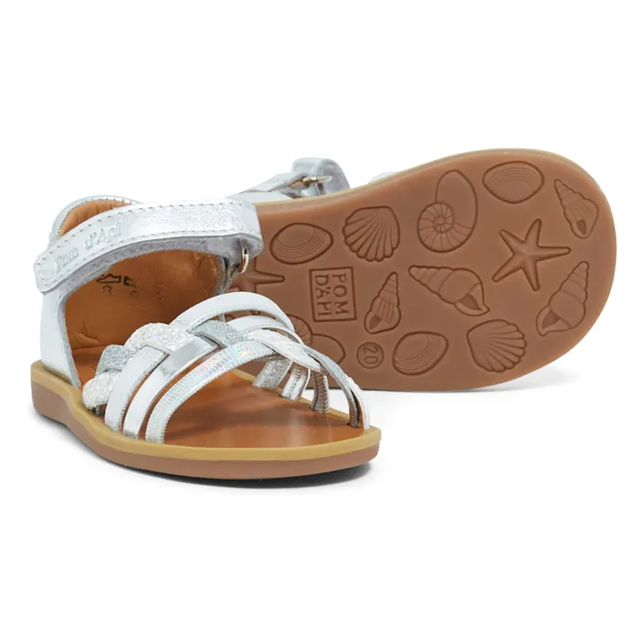 Pom d'Api Sandales Poppy Tresse | Argenté