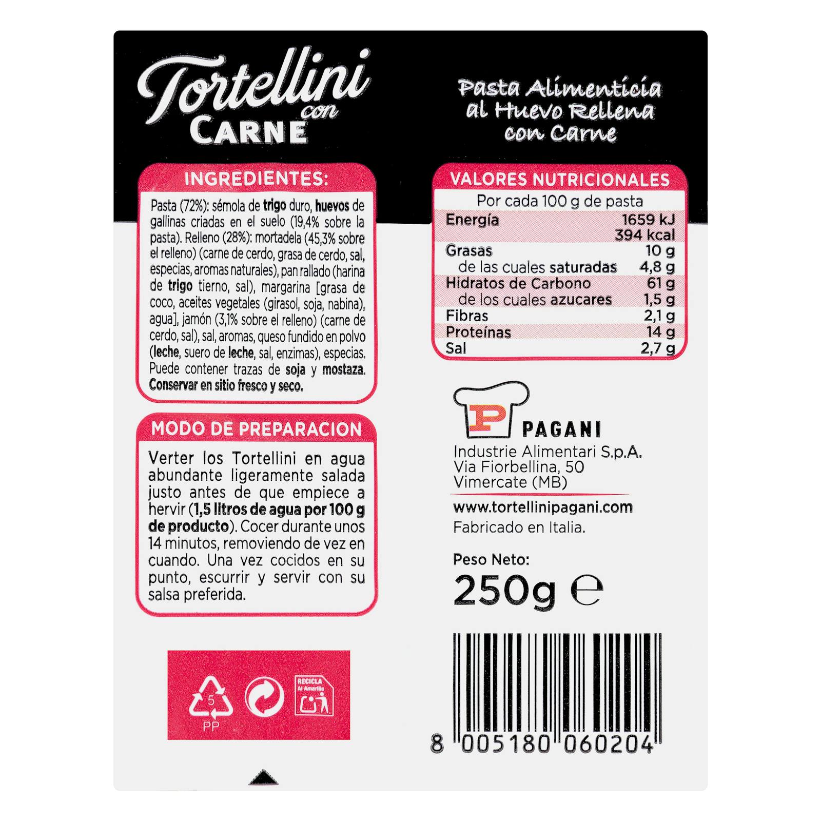 Tortellinis à la viande Pagani