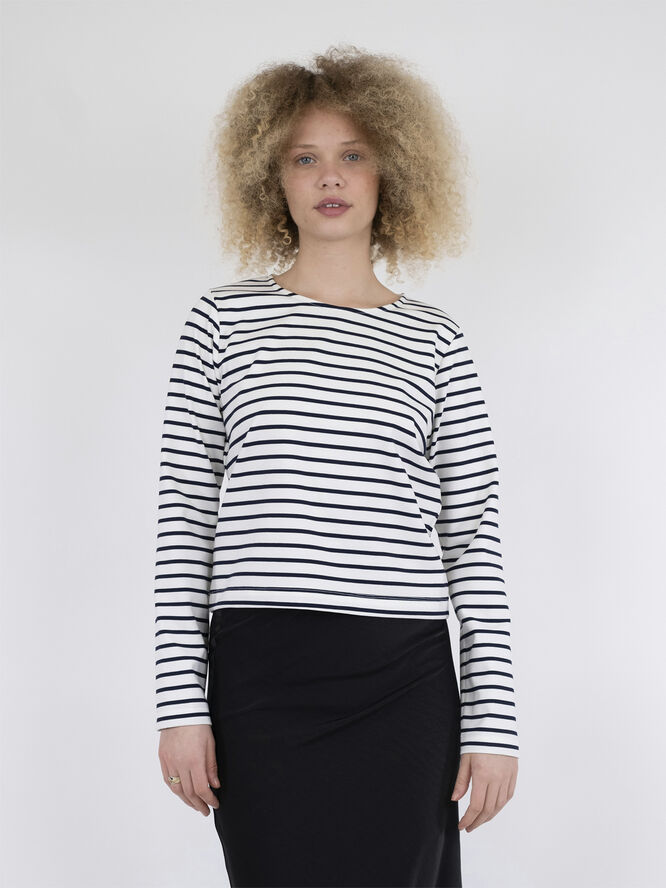 Neo Noir Claudio Stripe Blouse Navy