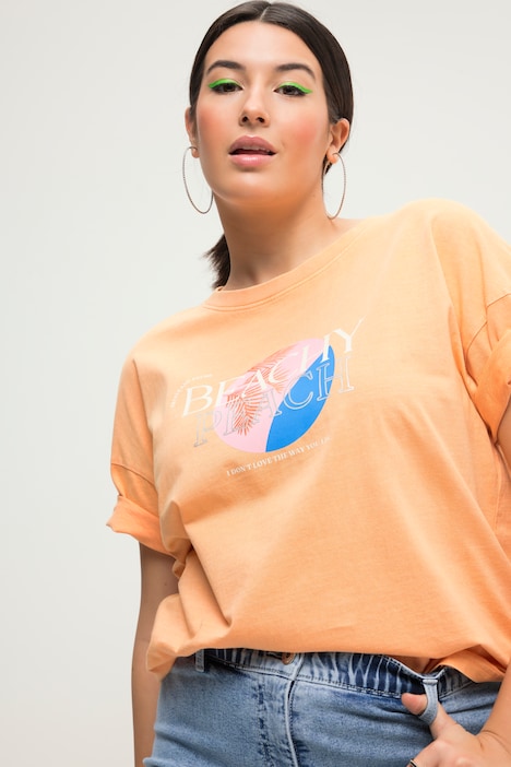 T-Shirt, oversized, Druck-Motiv, Vintage-Look, Rundhals, Halbarm