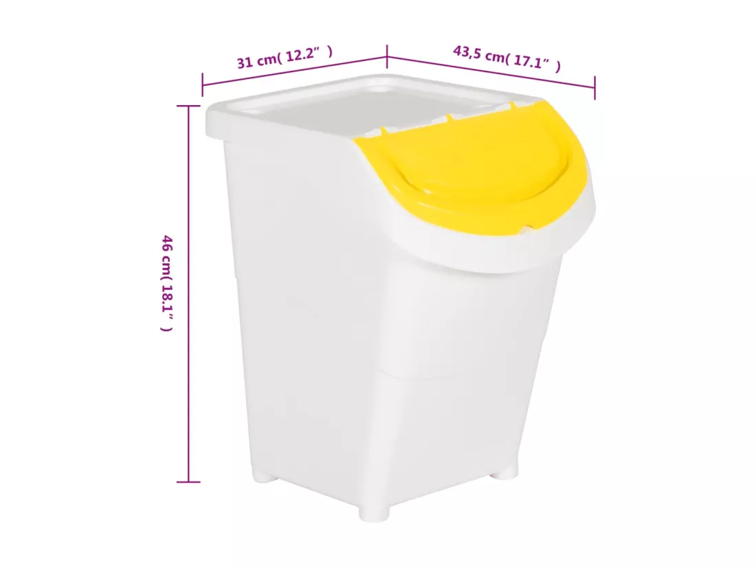 Prolenta Premium - Poubelles empilables avec couvercles 3 pcs blanc PP 120 L