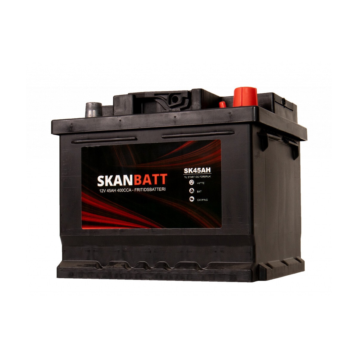 SKANBATT Fritidsbatteri 12V 45AH 400CCA (207x175x175/175mm) +høyre