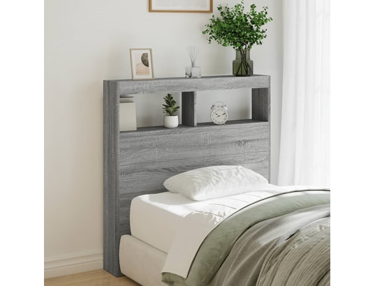 VIDAXL - Armoire tête de lit avec led sonoma gris 100x17x102 cm