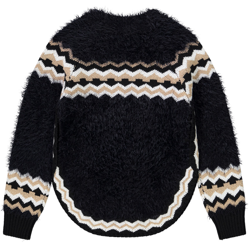 Pull en tricot effet fourrure avec motifs graphiques pour fille