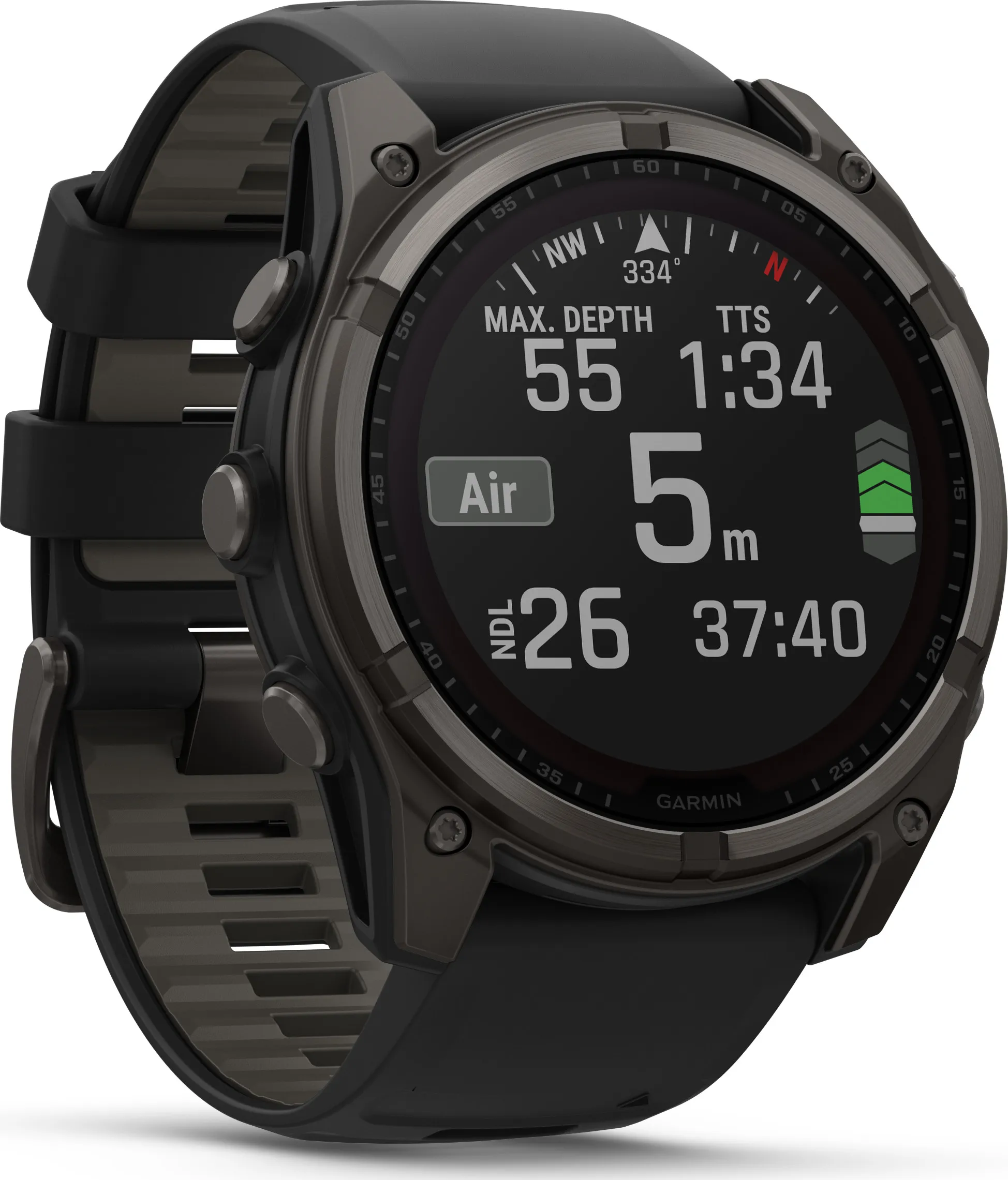 Garmin Fenix 8 Solar 51mm, Sapphire Solar Carbon Gray DLC Titanium - Black/Pebble Grey Silicone Strap