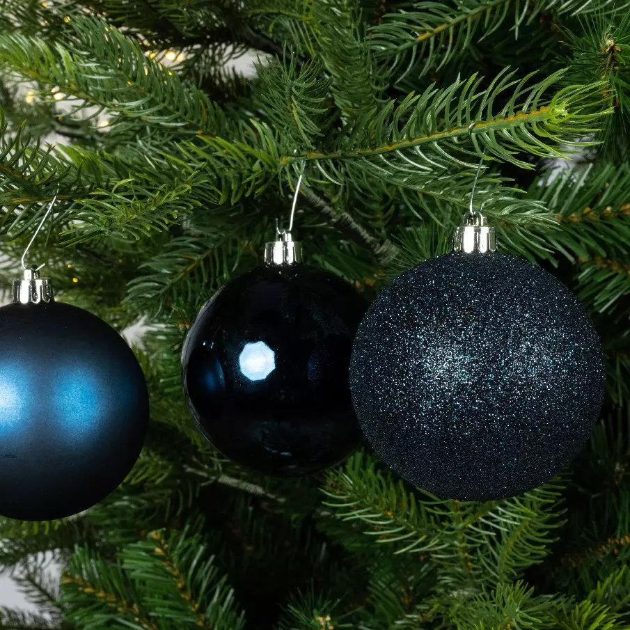 Lot de 34 boules de Noël (D80 mm) Alpine Bleu nuit