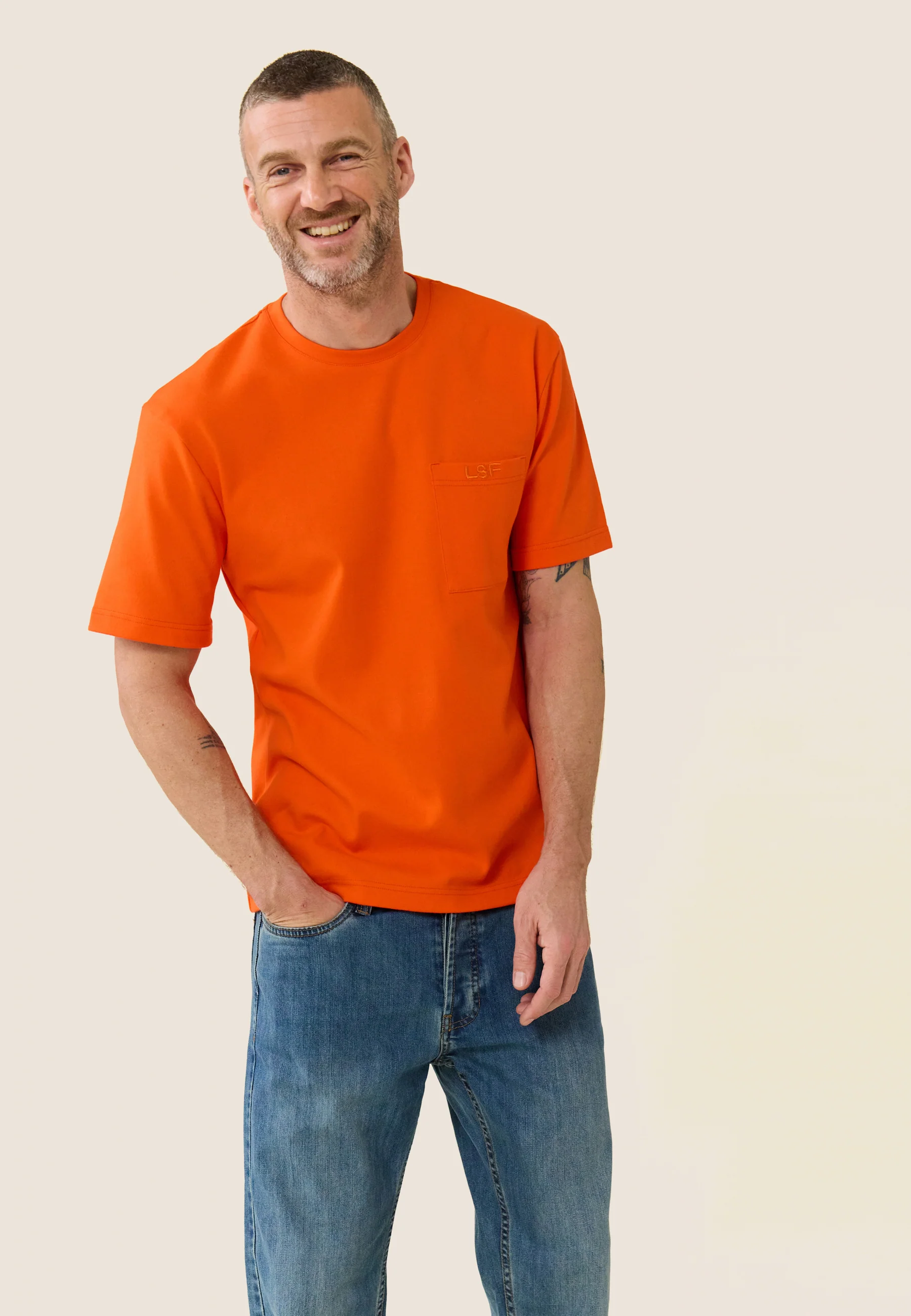 T-shirt Homme en coton-Sasha Orange Tango