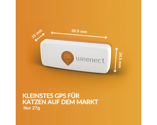 GPS tracker weenect voor katten, 28 g, 6 x 2,4 x 1,5 cm, wit