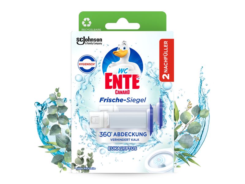 WC-Ente Nachfüller Frische-Siegel Bleichkraft Eukalyptus Hygienische Toilettensteine mit Bleichmittel gegen Kalkbildung
