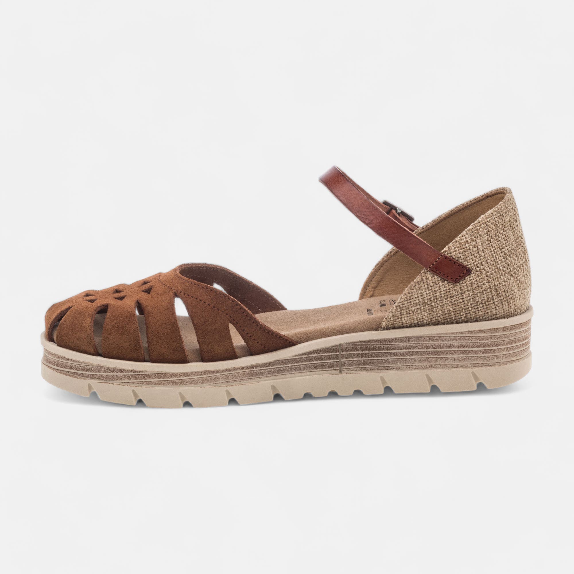 Sandales Femme en cuir cognac