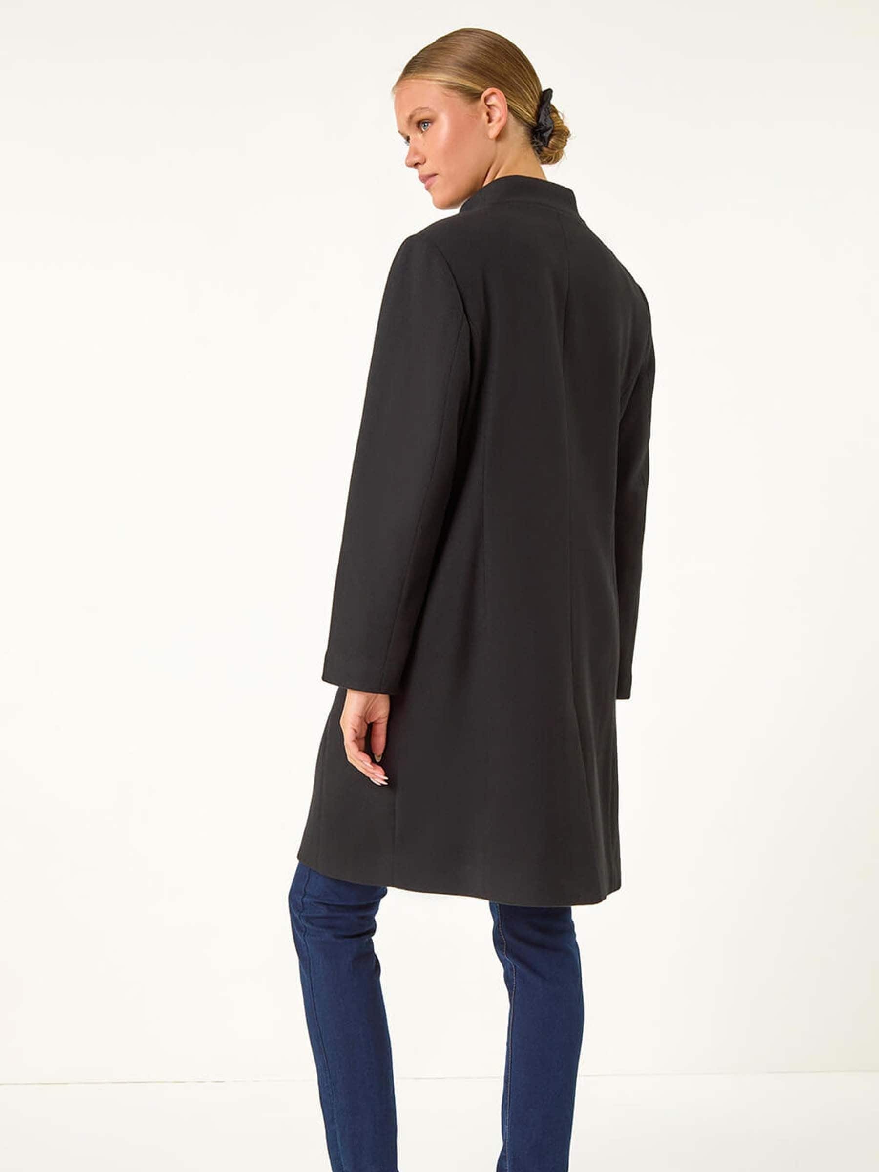 Zwart - Roman Tailored Jas met Opstaande kraag