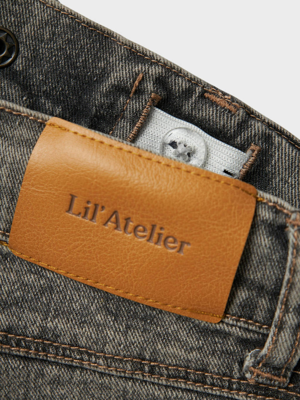 LIL' ATELIER regular fit denim short NMMRYAN light grey denim