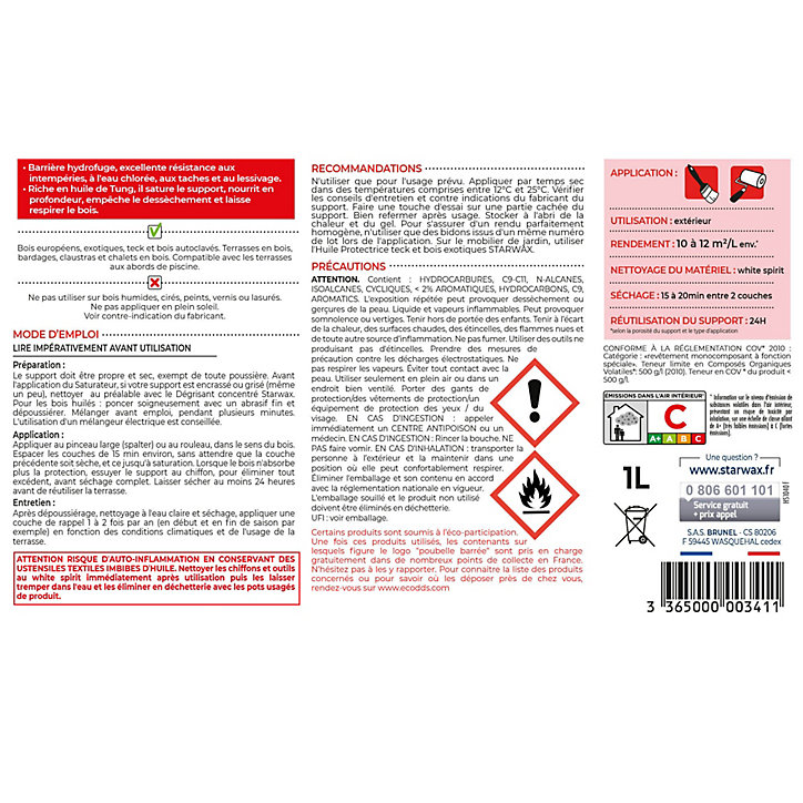 Saturateur extérieur haute protection incolore 1 L