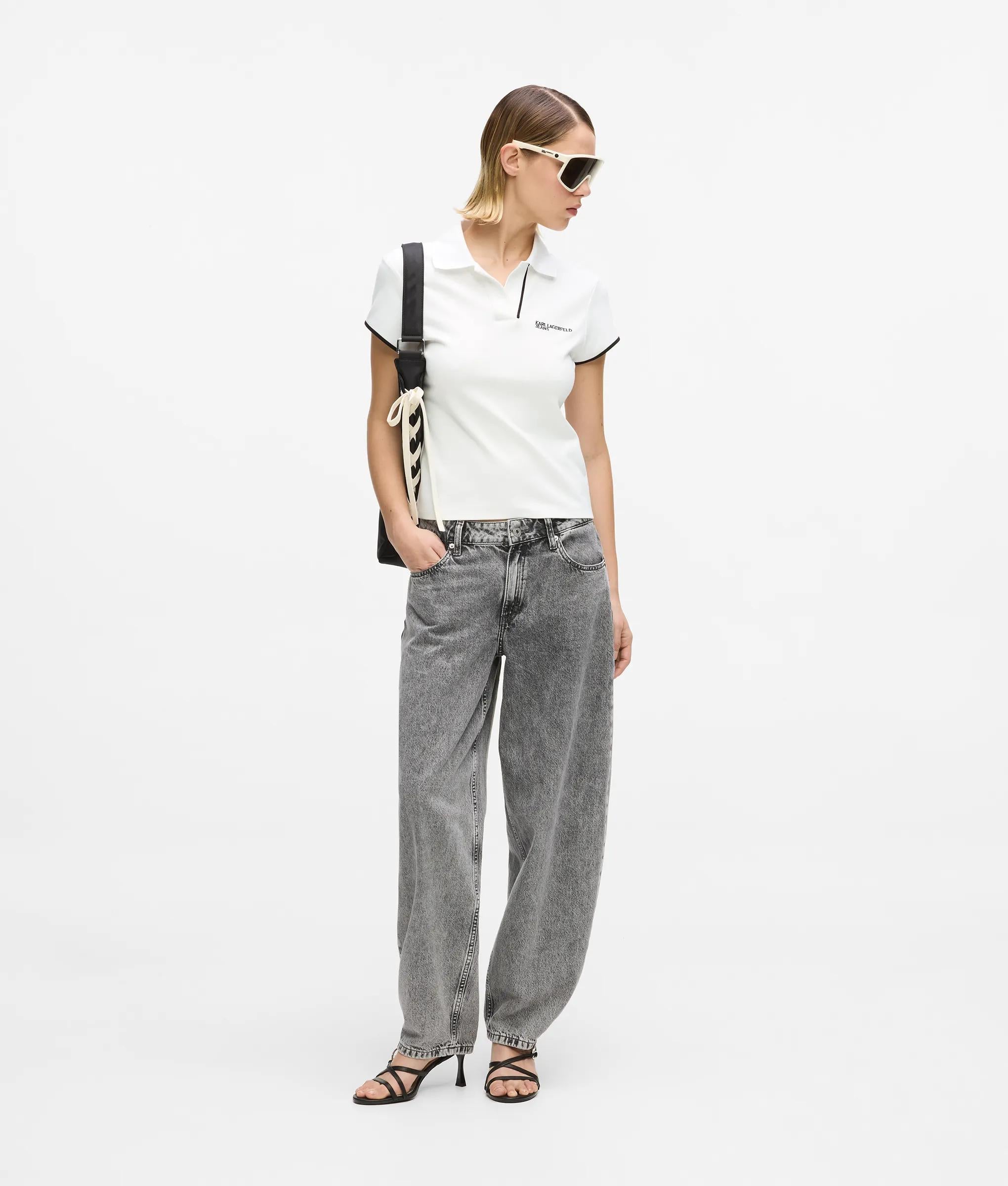 Slim poloshirt mit contrastbiet