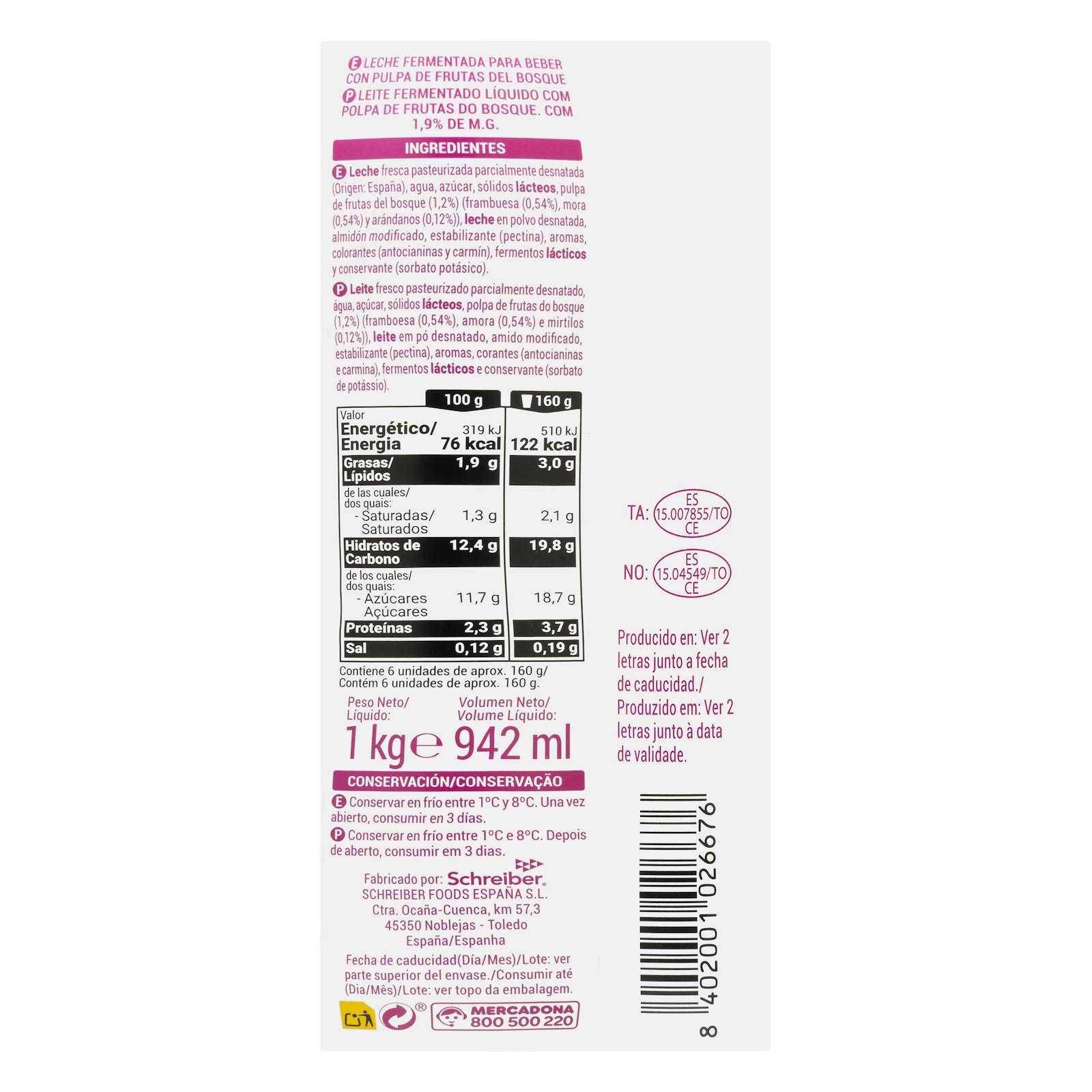 Boisson lactée aux fruits des bois Hacendado