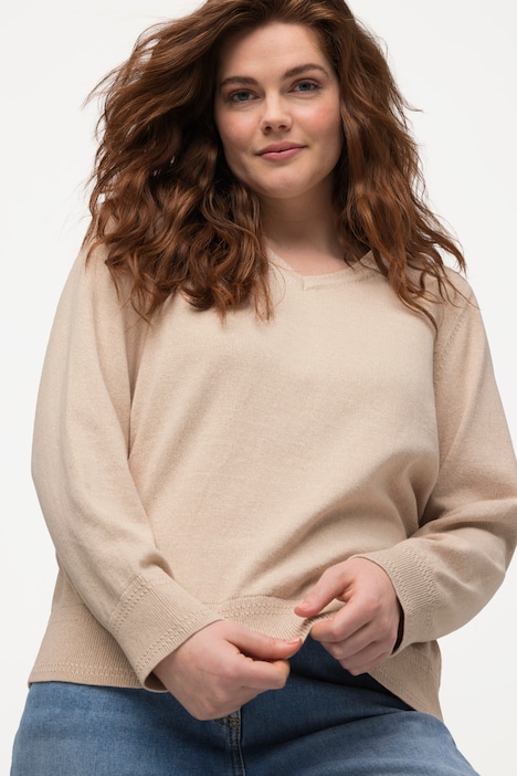 Pullover, V-Ausschnitt, Langarm, Biobaumwolle