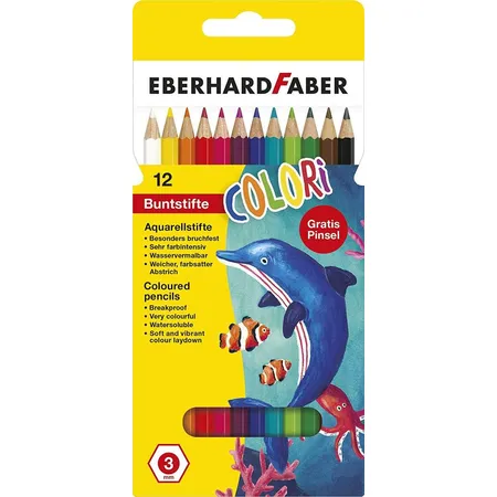 Eberhard Faber Aquarellstift, 12er Kartonetui mit Pinsel, bunt
