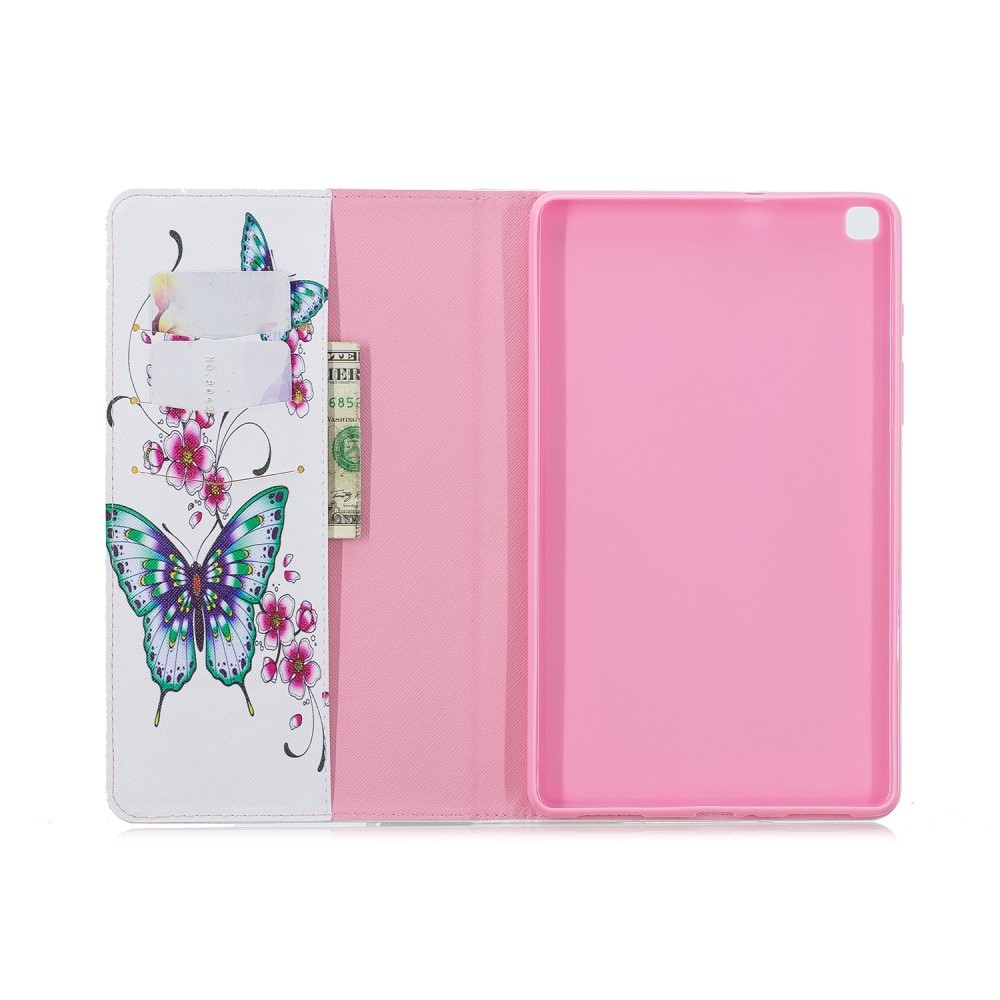 Samsung Galaxy Tab A 8.0 (2019) Leder Tasche mit Kartenfächern - Schmetterlinge